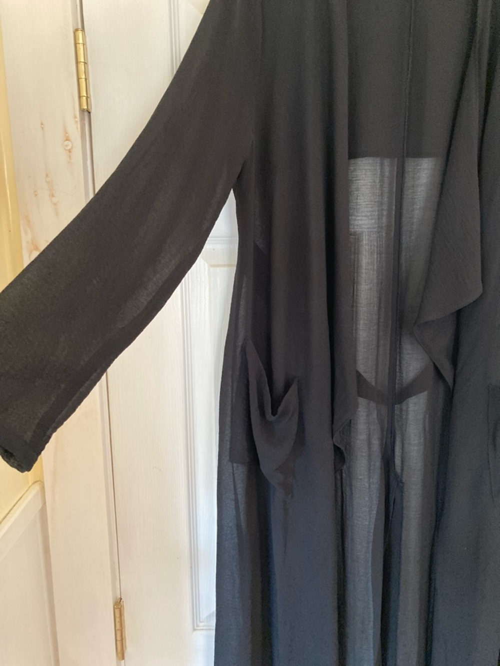 naked wardrobe Sheer Black Draped Open Trench Cardigan - Picture 4 of 10